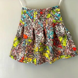 Maeve Anthropology Carte Paris Map print Flared Skirt size 0